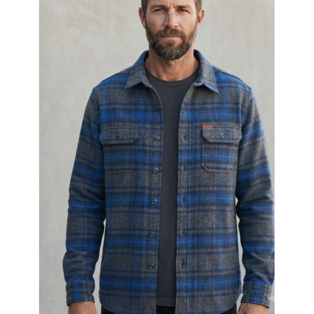 Orvis Plaid Flannel‎ Rugged Outdoor Blue Grey Button Down Shirt Medium